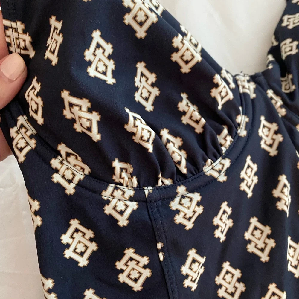 Tory Burch Navy and White One-Piece Swimsuit